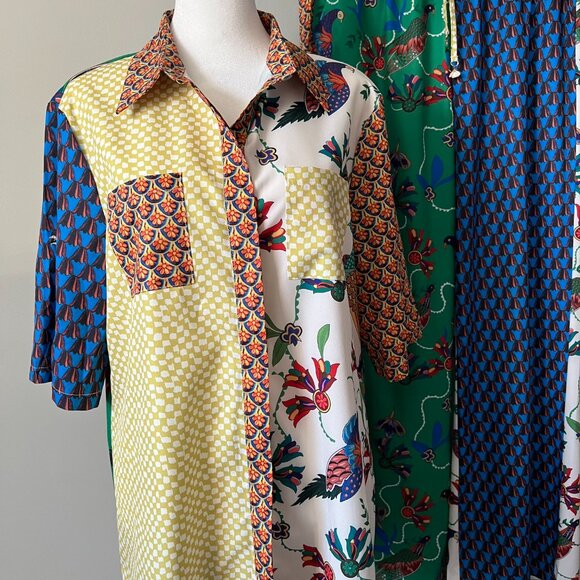 Micas Two Piece Pants Set Floral Printed Short Sleeve Lapel Top & Wide Leg Pants - Picture 4 of 12